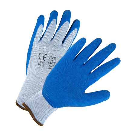 Protective Industrial Products Seamless Knit Polyester Glove with Latex Coated Crinkle Grip on Palm & Fingers - Regular Grade, 12PK 700SLC/L